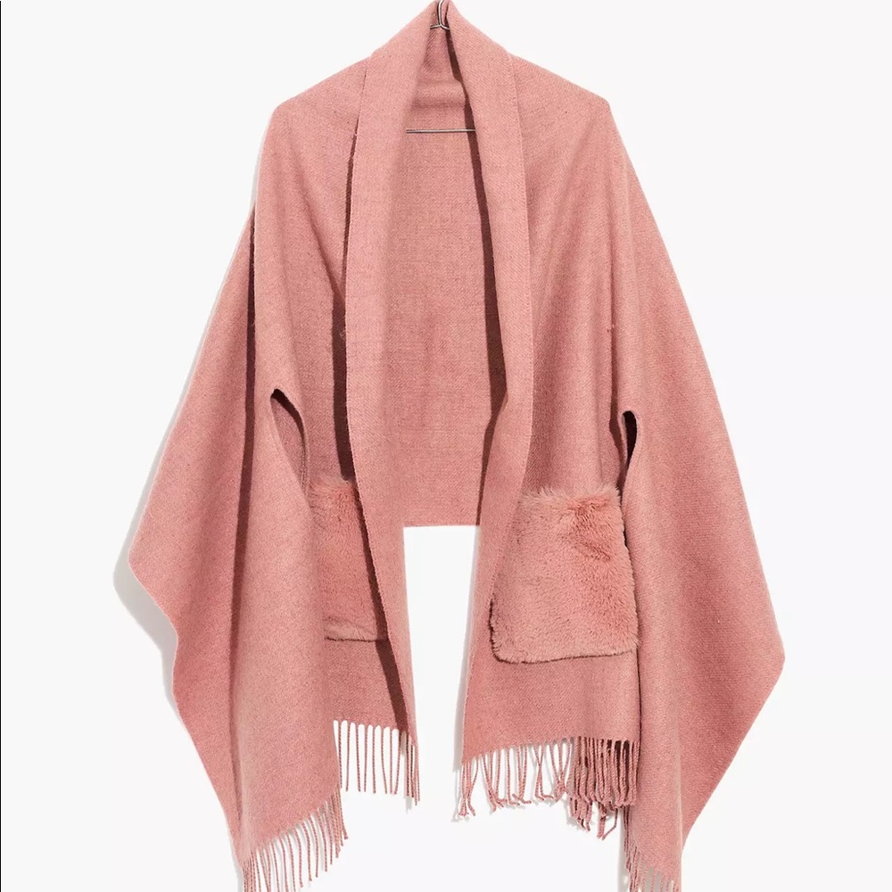 Faux-Fur Pocket Cape Scarf
